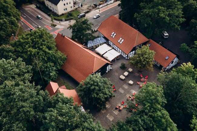 Restaurant von oben Aufnahme mit Drone
